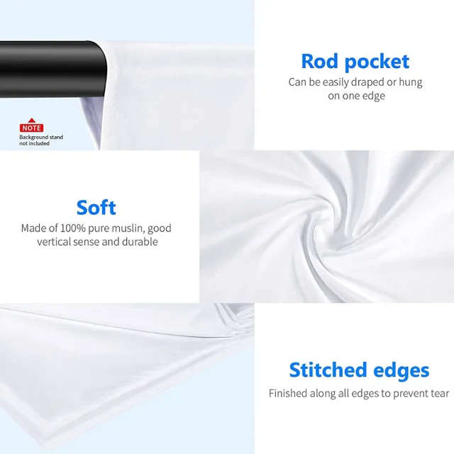 Neewer 3x6m White Muslin Cotton Photography Backdrop
