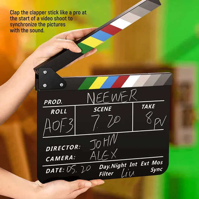 Neewer Acrylic Film Clapper Board 20x30cm Plastic Movie Theater Decor Clapboarde