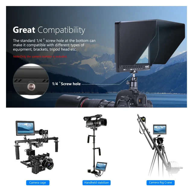 Neewer F100 7 Inch HD Camera Field Monitor Kit with NP-F770 Battery & Charger