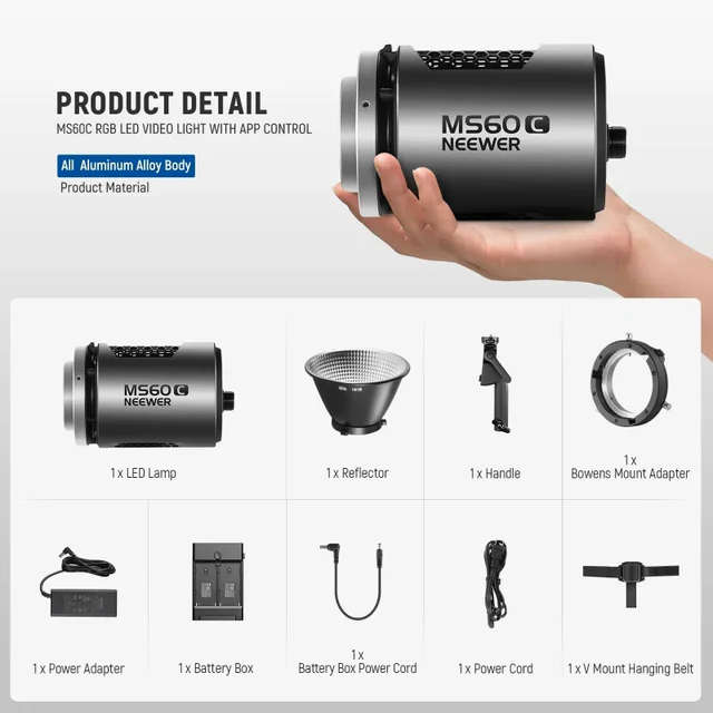 Neewer MS60C Handheld RGB LED Video Light