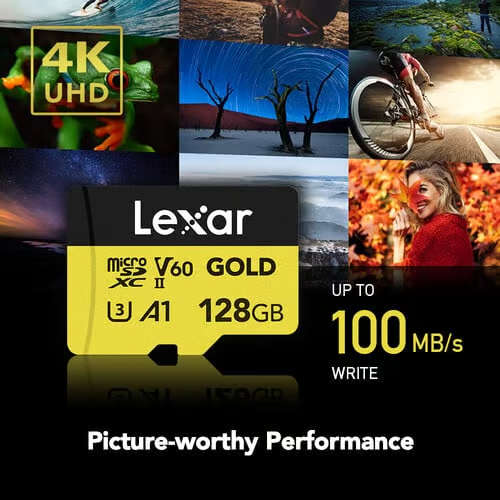 Lexar ® Professional 128GB GOLD microSDXC UHS-II Card