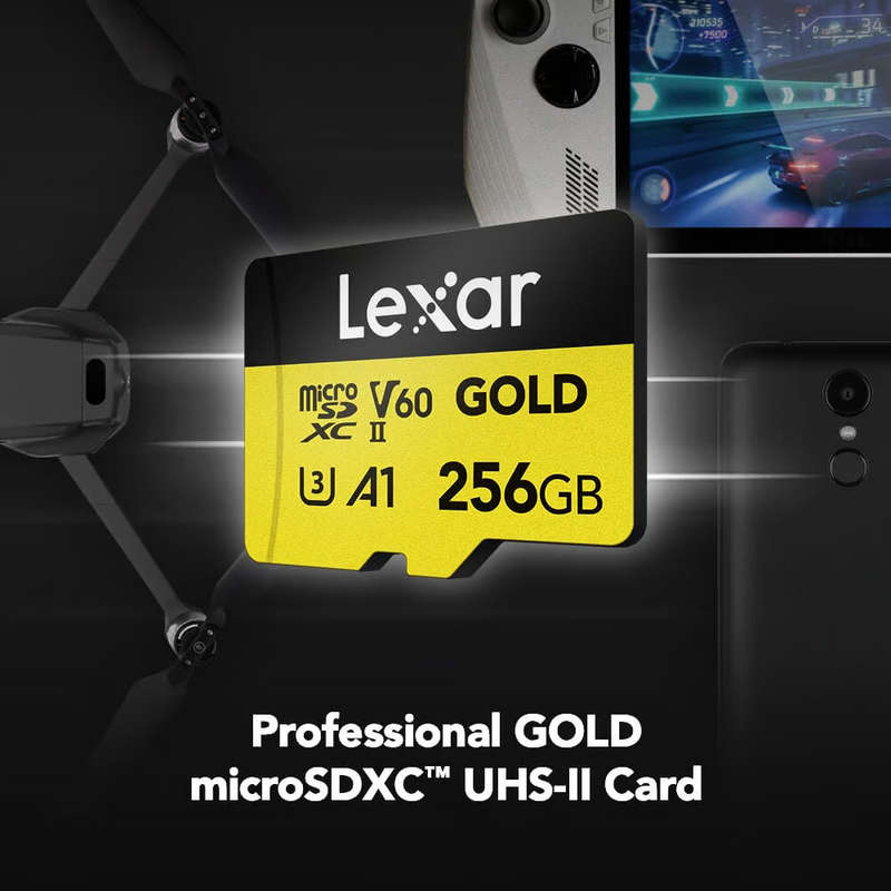 Lexar ® Professional 256GB GOLD microSDXC UHS-II Card