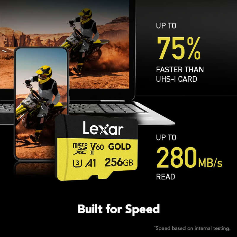 Lexar ® Professional 256GB GOLD microSDXC UHS-II Card