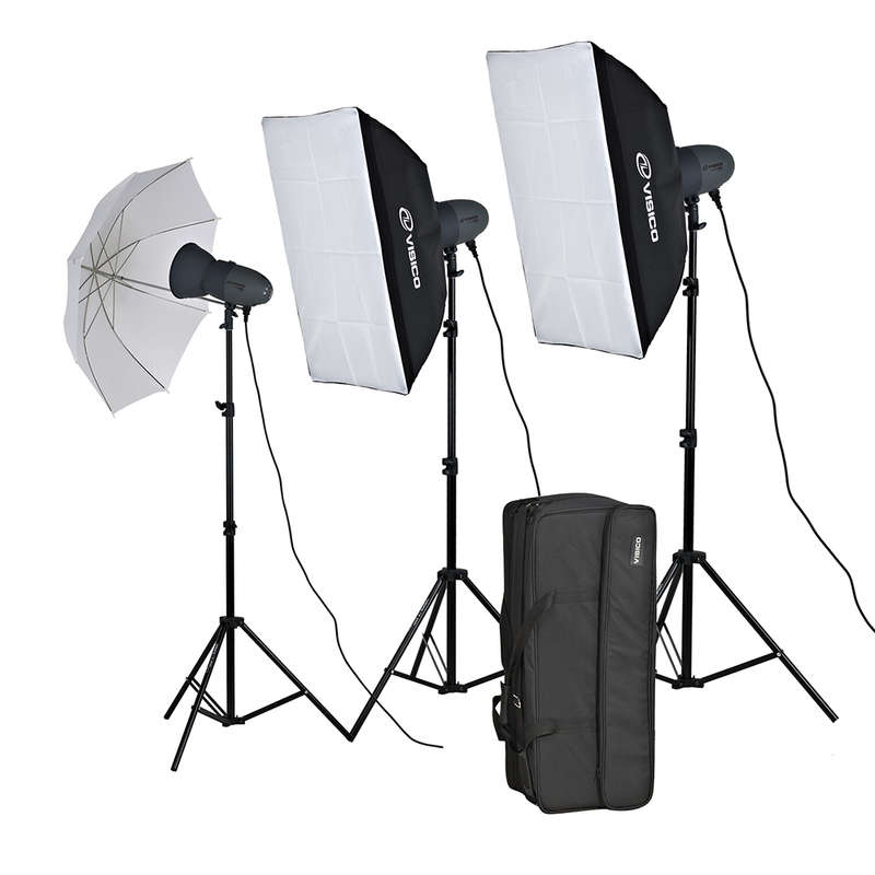 Visico PRO VL 300 PLUS: 3X 300 Watt Flash Head Novel Studio Kit