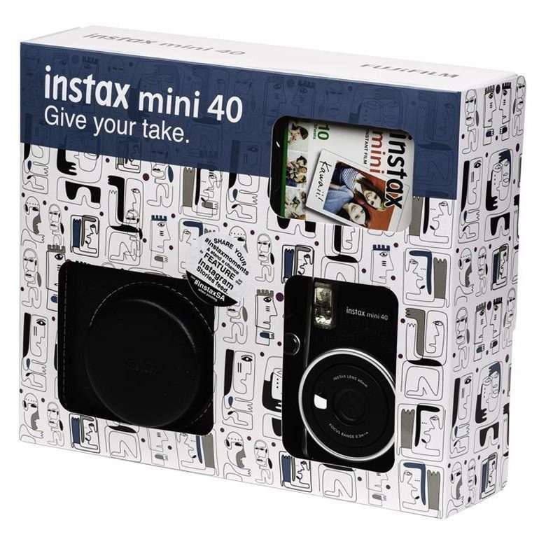 Fujifilm INSTAX MINI 40 Instant Camera Kit 3 (Camera, Case, Film-Black)