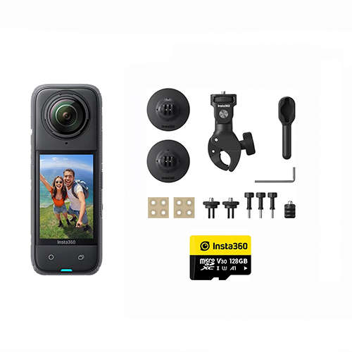 INSTA360 &#8211; X4 8K &#8211; MOTORCYCLE BUNDLE &#8211; INCLUDES 128GB MEMORY CARD &#038; MOTORY...