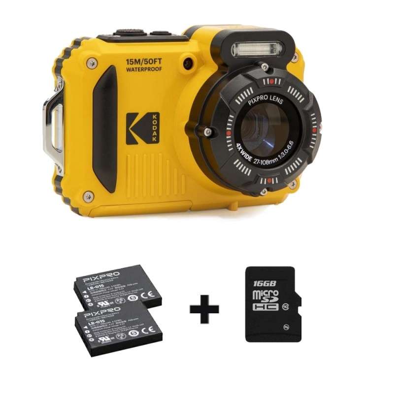 Kodak PIXPRO WPZ2 Digital Camera (Yellow) Bundle