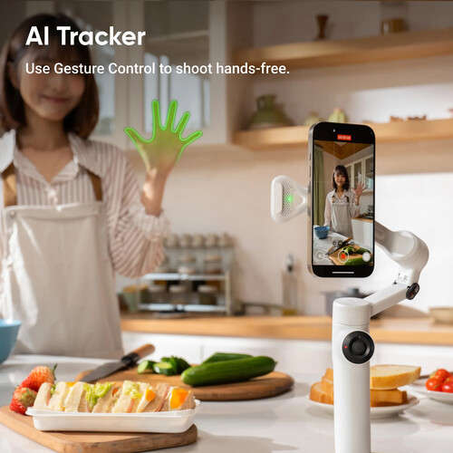 Insta360 Flow 2 3-Axis Smartphone Gimbal With AI-Powered Tracker Bundle (Summit White)