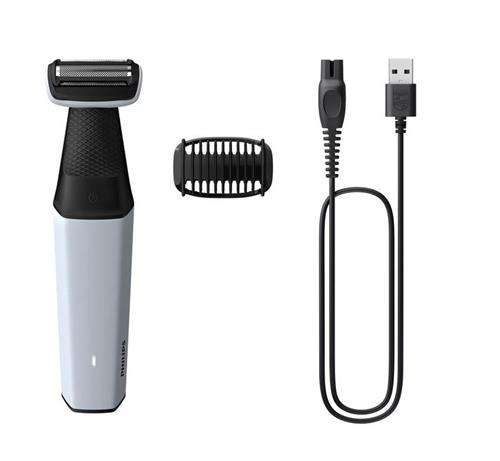 Philips 3000 Showerproof Body and Groin Body Trimmer - 1x3mm Click on Comb; Contour following 2D ...