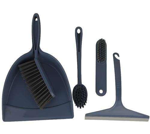 Casey 5 Pack Dust Pan Broom Set Dark Grey - includes 1 x Hand Broom 2 x Small Hand Brushes 1 x Gl...