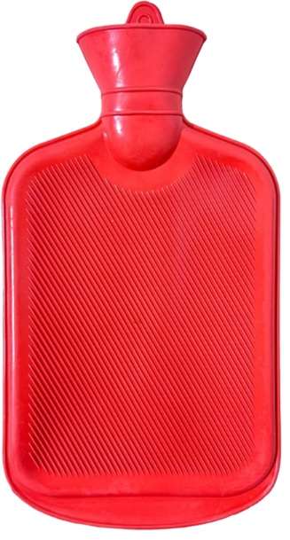 Casey Deluxe 2 Litre Rubber Hot Water Bottle Red - Edge To Edge Ribbing On Both Sides Large Capac...
