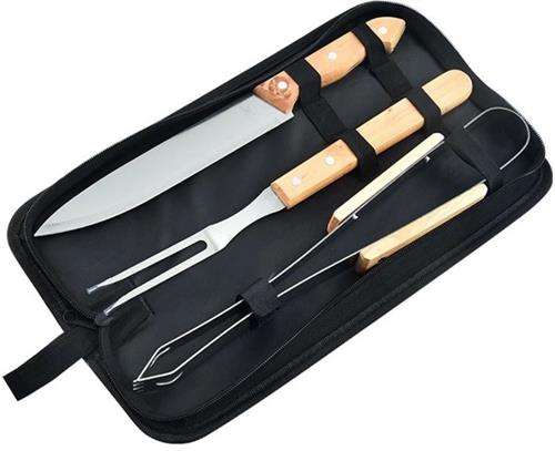 Casey 3 Piece Stainless Steel Braai Utensil Set Includes 1x 34cm Tong 1x 32cm Fork and 1x 33cm...