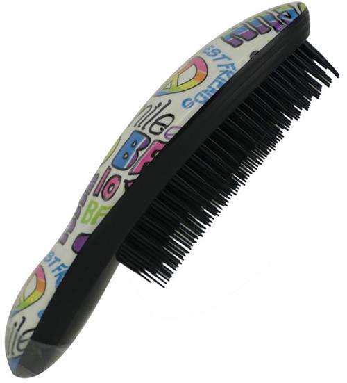 Prescott Finishing Hairbrush-Classic Oval Shape Fun Woodstock Graffiti Pattern Ergonomic Handle I...