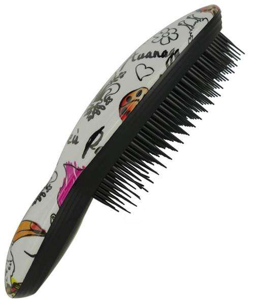 Prescott Finishing Hairbrush - Classic Oval Shape Fleur Paloma Graffiti Pattern Ergonomic Handle ...