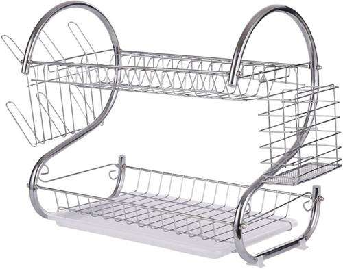 Casey 2 Layer 38cm Stainless Steel Medium Dish Rack - Made Of High Quality Durable Stainless Stee...