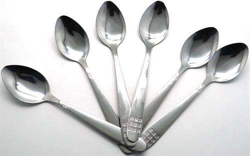 Casey Catering 6 Piece Stainless Steel Dinner Table Spoons Set With Square Design Printed On Handle