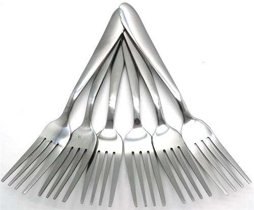 Casey Catering 6 Piece Stainless Steel Dinner Dessert Forks Set Plain Design Printed On Handle