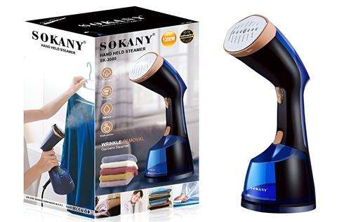 Sokany Black And Blue Handheld Garment Steamer - 1200w Easy Removable Refill Tank Up To 250ml Wat...