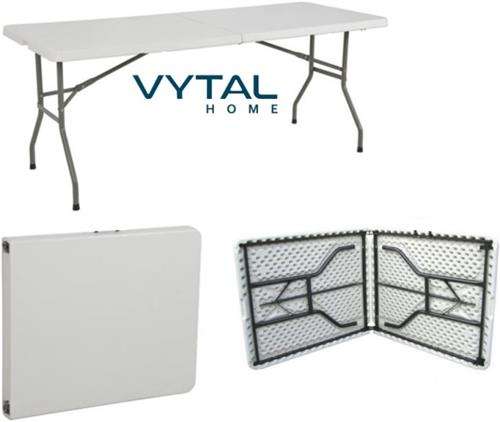 Vytal Home Foldable Rectangle Trestle Table-8 Seater Size 1.8 Metres Lightweight Sturdy Steel Fra...