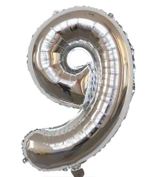 Casey 102cm Silver Balloon Number.9