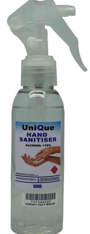UniQue 125ml Hand Sanitiser Spray Bottle