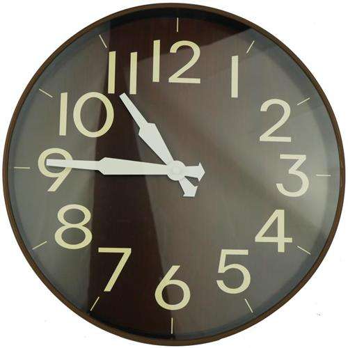 Casey Wall Clock - Round Woodgrain Outer Rim With Brown Background 30cm Diameter Analogue Display...