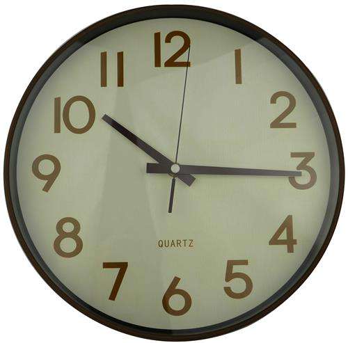 Casey Wall Clock - Round Woodgrain Outer Rim With Beige Background 30cm Diameter Analogue Display...