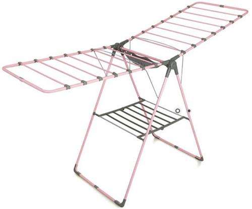 Totally Foldable Clothes Dryer Large Pink With Grey Accents - Lightweight Boasts A Sturdy Frame T...