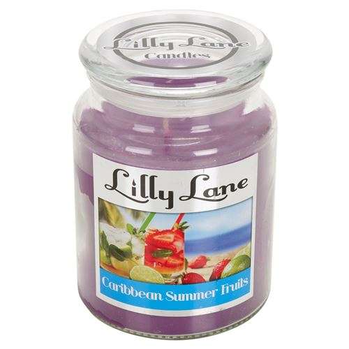 Lilly Lane Caribbean Summer Fruits Scented Candle Large Lidded Mason Glass Jar  Wax Capacity 5...
