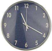 Casey Wall Clock Silver outer rim with Blue details 30cm