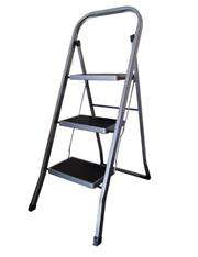 Totally Folding 3 Step Ladder Silver With Black Accents