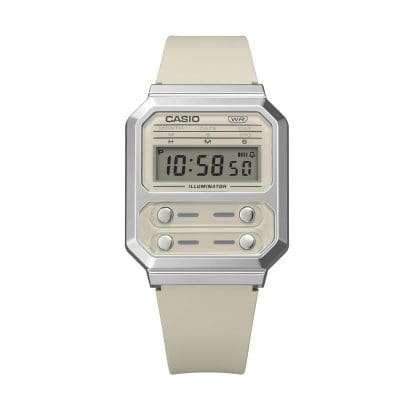 CASIO VINTAGE EDGY COLLECTION - CREAM WOMEN'S DIGITAL WATCH (A100WEF-8AEF)