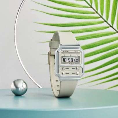 CASIO VINTAGE EDGY COLLECTION - CREAM WOMEN'S DIGITAL WATCH (A100WEF-8AEF)