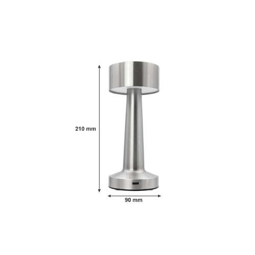 BARBELL SHAPE TABLE LAMP SILVER , (90MM DIAX210MM)