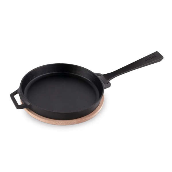 Ooni Cast Iron Skillet Pan with Stainless Steel Trivet Base