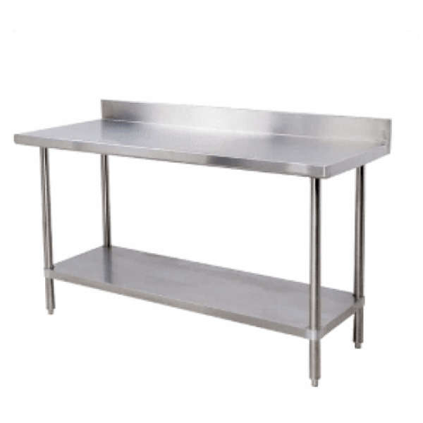 Catering table 1.2m Splashback with undershelf & legs -  s/steel