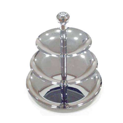 DISPLAY STAND S/STEEL - 3 TIER 266MM X 220MM X 167MM