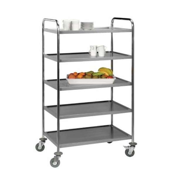 TEA TROLLEY S/STEEL GLOBAL 5 SHELF - 1540MM x 850MM x 540MM