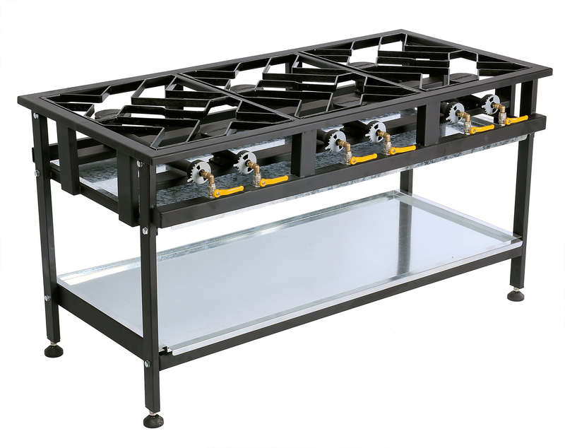 BOILING TABLE GAS - COMMERCIAL - 6 BURNER STAGGERED