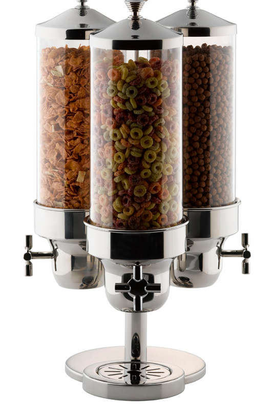 CEREAL DISPENSER TRIPLE S/STEEL - POLYCARBONATE CYLINDER 265MM X 265MM X 595MM 11LT