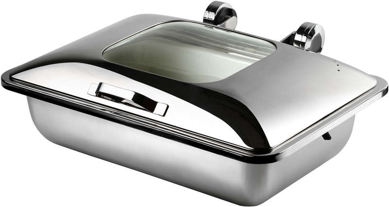 CHAFER INDUCTION RECTANGULAR SMART W WITH GLASS LID 18/10 S/STEEL 581MM X 435MM X 210MM 8LT