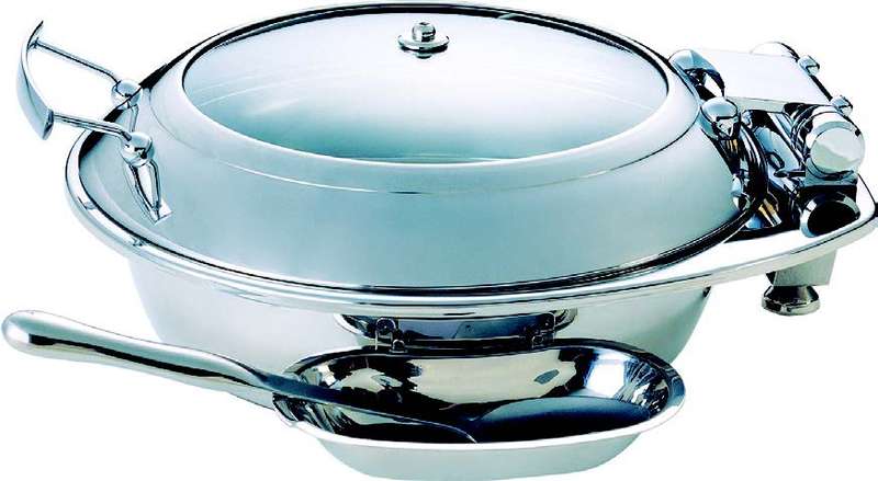 CHAFER INDUCTION ROUND SMART WITH GLASS LID 18/10 S/STEEL (EXCLUDES SPOON) 435MM X 505MM X ...