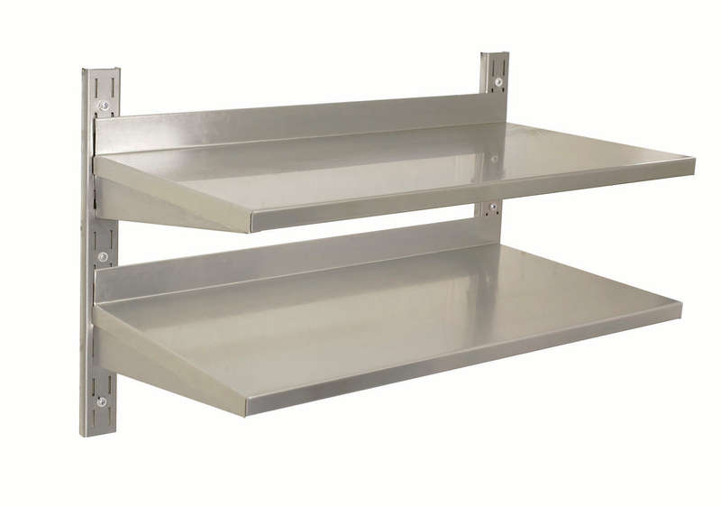 S/STEEL WALL SHELVING DOUBLE - 1200MM X 300MM