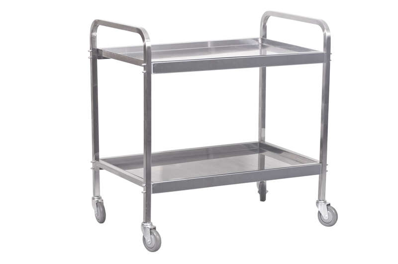 TEA TROLLEY S/STEEL HEAVY DUTY - 2 SHELF 930MM X 905MM X 560MM - 20KG