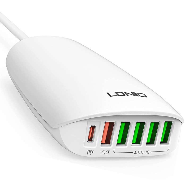 LDNIO Multi-ports Charger 65W Desktop Super Fast Charging Station - White