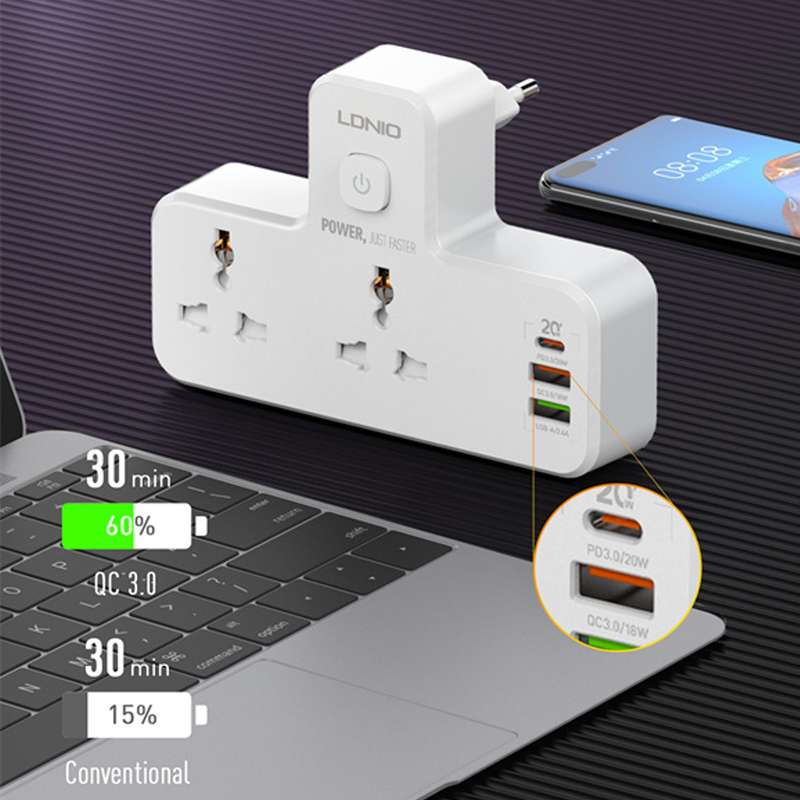 LDNIO 2 AC Outlets Portable Extension Power Socket SC2311