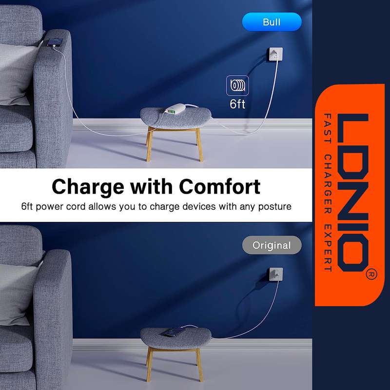 LDNIO Multi-ports Charger 65W Desktop Super Fast Charging Station - White