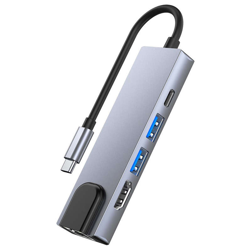 Docking Station Portable USB-C Hub 5-in-1 Adapter Multi-Port Converter