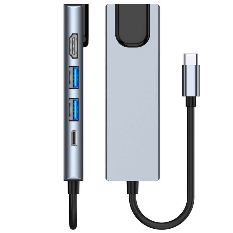 Docking Station Portable USB-C Hub 5-in-1 Adapter Multi-Port Converter