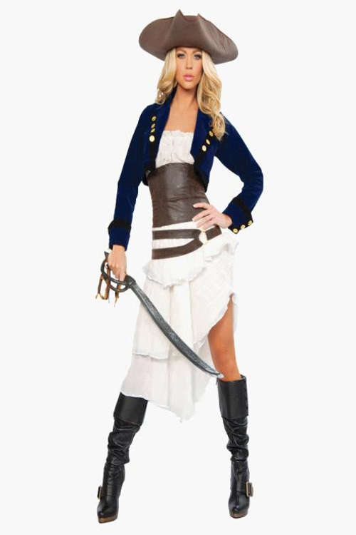 Appealing White Nicely Pleated Dress Half Left Slit With Dark Blue Lonsleeve Mini Blazer and Dark...